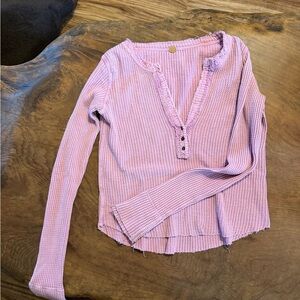 Free People Long Sleeve Henley Top
